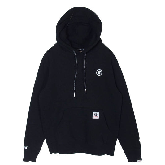 A BATHING APE アベイシングエイプ AAPSWM3458XXB AAPE HOODIE SWEATER エーエイプ 着脱可 猿フェイスワッペン付 スウェット パーカー ブラック系 M【中古】