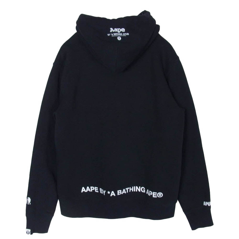 A BATHING APE アベイシングエイプ AAPSWM3458XXB AAPE HOODIE SWEATER エーエイプ 着脱可 猿フェイスワッペン付 スウェット パーカー ブラック系 M【中古】