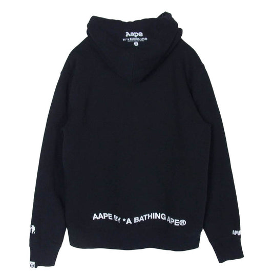 A BATHING APE アベイシングエイプ AAPSWM3458XXB AAPE HOODIE SWEATER エーエイプ 着脱可 猿フェイスワッペン付 スウェット パーカー ブラック系 M【中古】