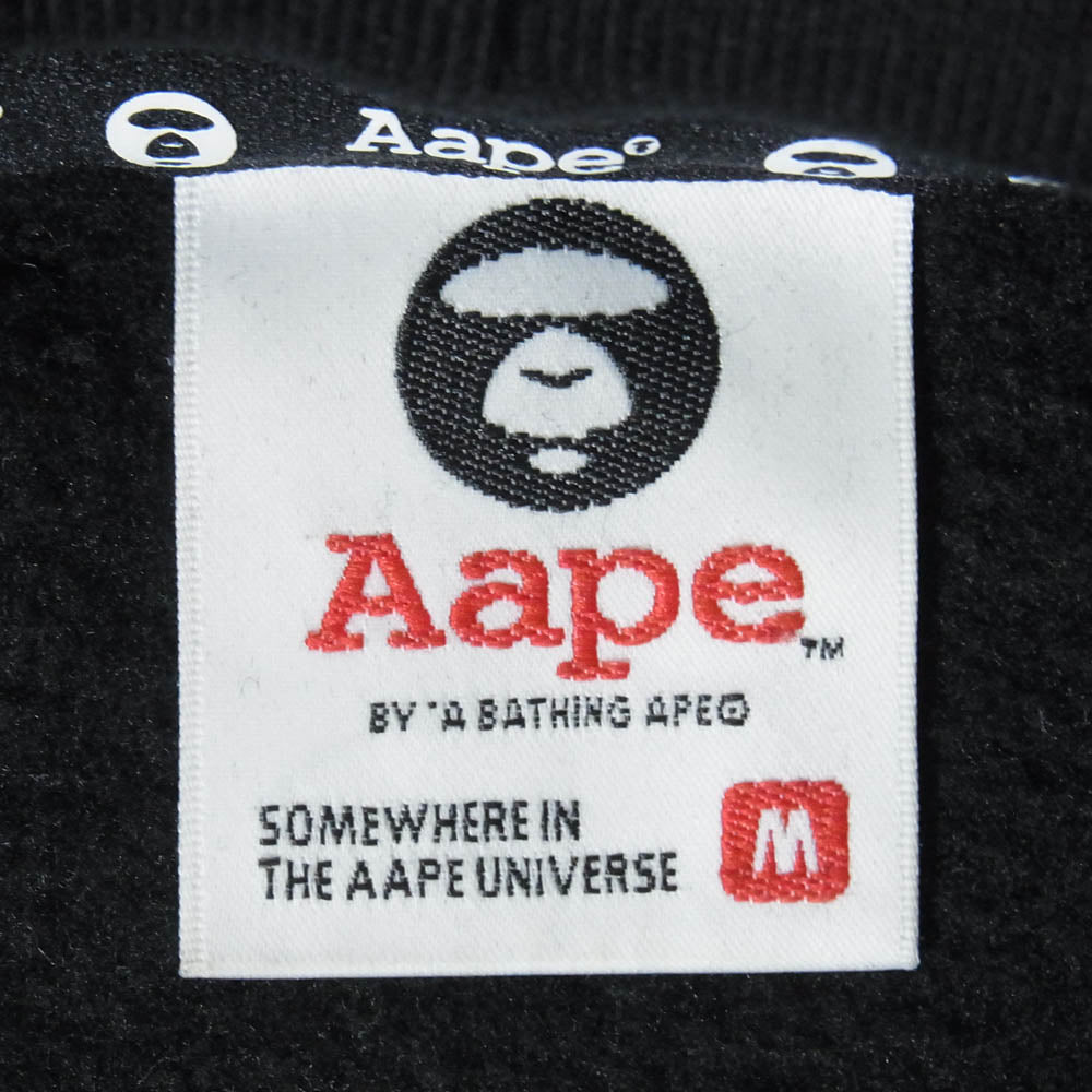 A BATHING APE アベイシングエイプ AAPSWM3458XXB AAPE HOODIE SWEATER エーエイプ 着脱可 猿フェイスワッペン付 スウェット パーカー ブラック系 M【中古】