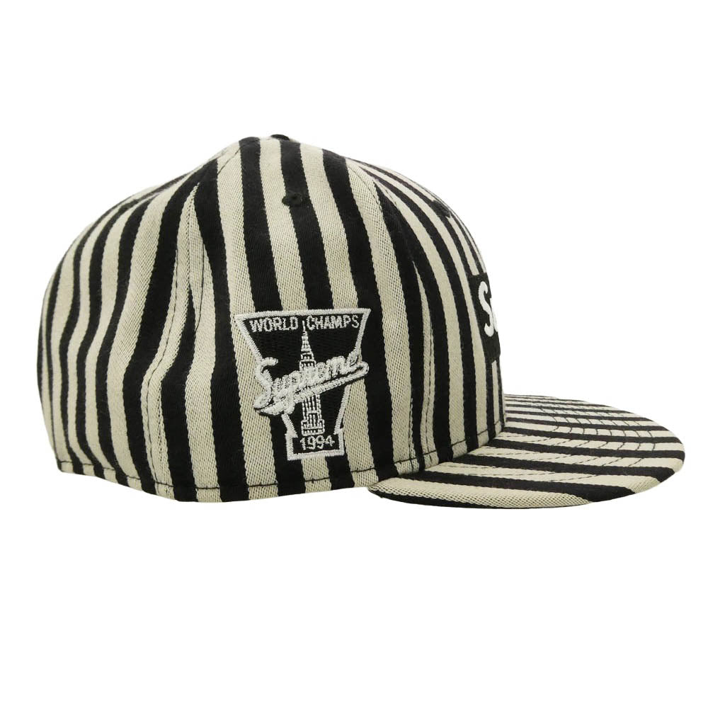 Supreme シュプリーム NEW ERA ニューエラ 13AW × New Era Striped Box Logo Cap ニューエラ ストライプ ボックスロゴ キャップ ブラック系 グレー系 58.7ｃｍ【中古】