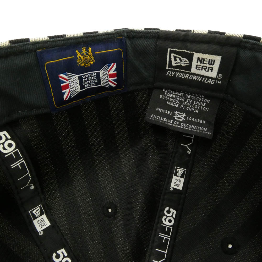 Supreme シュプリーム NEW ERA ニューエラ 13AW × New Era Striped Box Logo Cap ニューエラ ストライプ ボックスロゴ キャップ ブラック系 グレー系 58.7ｃｍ【中古】