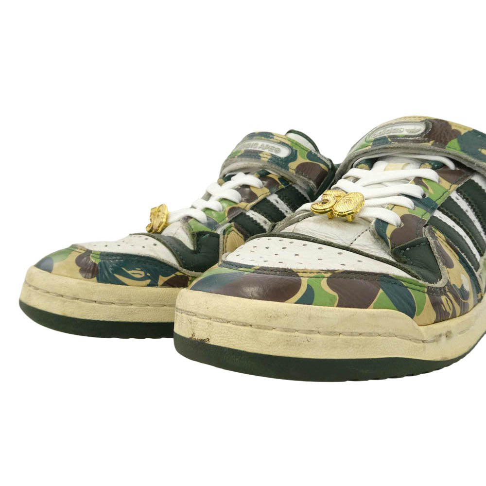 A BATHING APE アベイシングエイプ adidas アディダス 23SS ID4771 × adidas Forum 84 Low 30th Anniversary Green Camo アディダス フォーラム アニバーサリー グリーン カモ スニーカー マルチカラー系 27cm【中古】