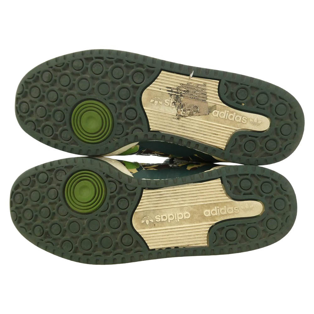 A BATHING APE アベイシングエイプ adidas アディダス 23SS ID4771 × adidas Forum 84 Low 30th Anniversary Green Camo アディダス フォーラム アニバーサリー グリーン カモ スニーカー マルチカラー系 27cm【中古】