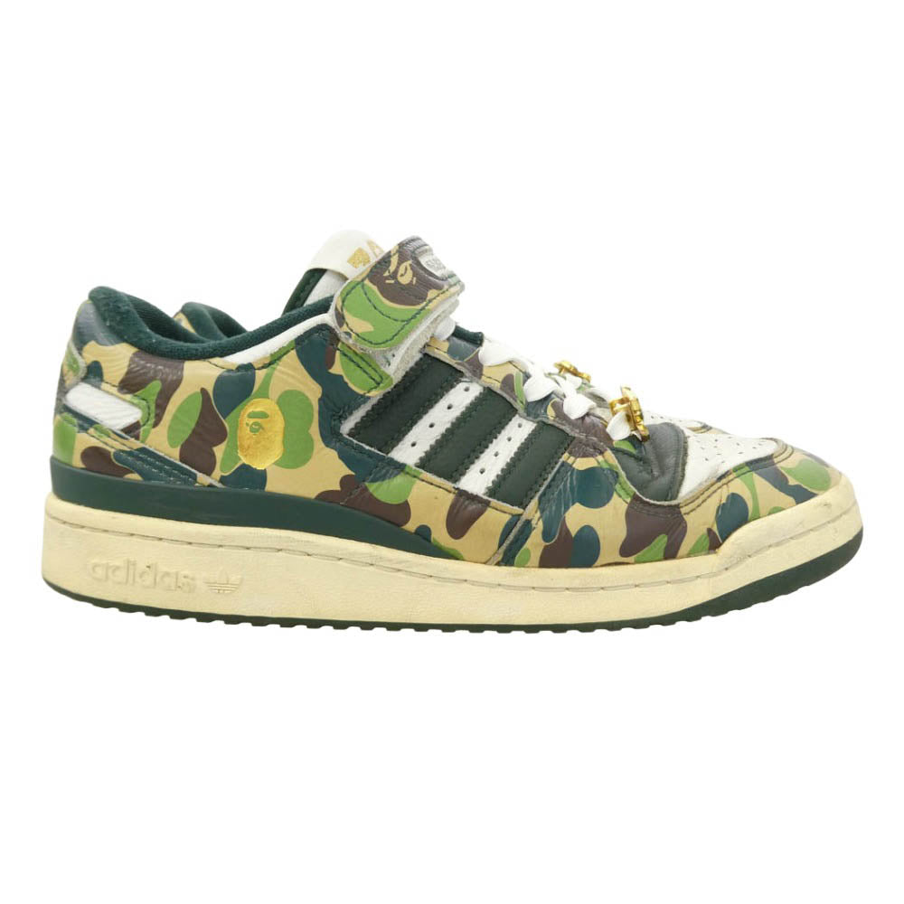 A BATHING APE アベイシングエイプ adidas アディダス 23SS ID4771 × adidas Forum 84 Low 30th Anniversary Green Camo アディダス フォーラム アニバーサリー グリーン カモ スニーカー マルチカラー系 27cm【中古】