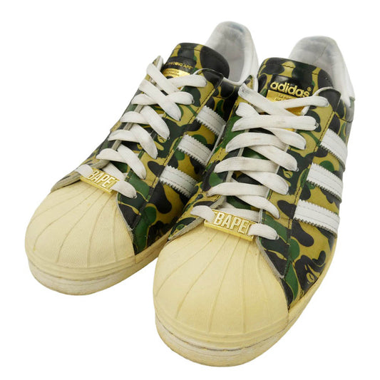 A BATHING APE アベイシングエイプ adidas アディダス 21SS GZ8981 × adidas Superstar 80s Green Camo アディダス スーパースター グリーンカモ スニーカー マルチカラー系 27cm【中古】