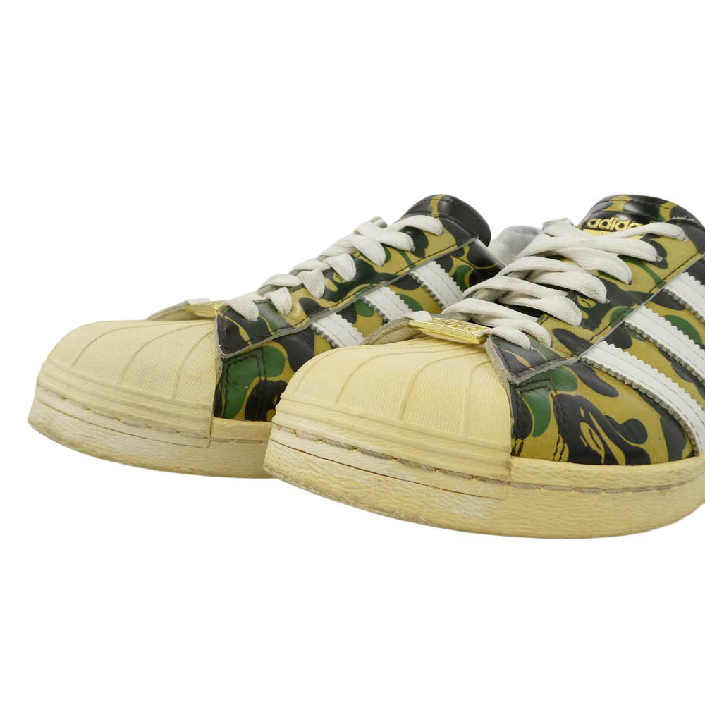 A BATHING APE アベイシングエイプ adidas アディダス 21SS GZ8981 × adidas Superstar 80s Green Camo アディダス スーパースター グリーンカモ スニーカー マルチカラー系 27cm【中古】
