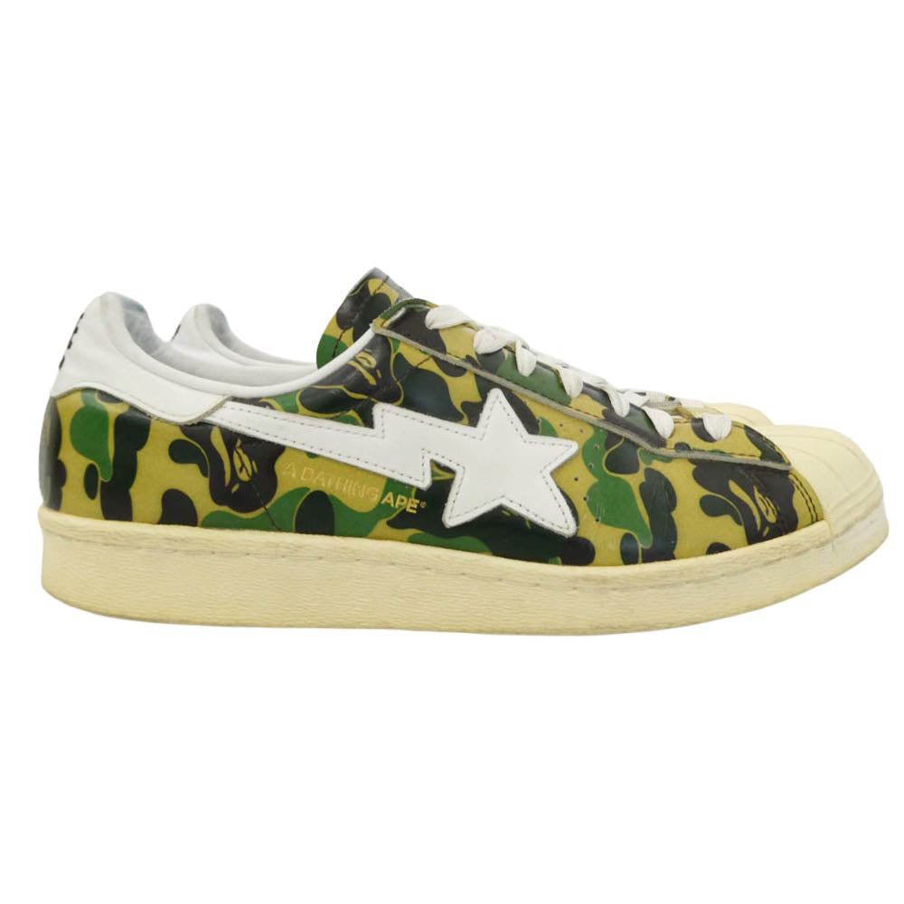 A BATHING APE アベイシングエイプ adidas アディダス 21SS GZ8981 × adidas Superstar 80s Green Camo アディダス スーパースター グリーンカモ スニーカー マルチカラー系 27cm【中古】