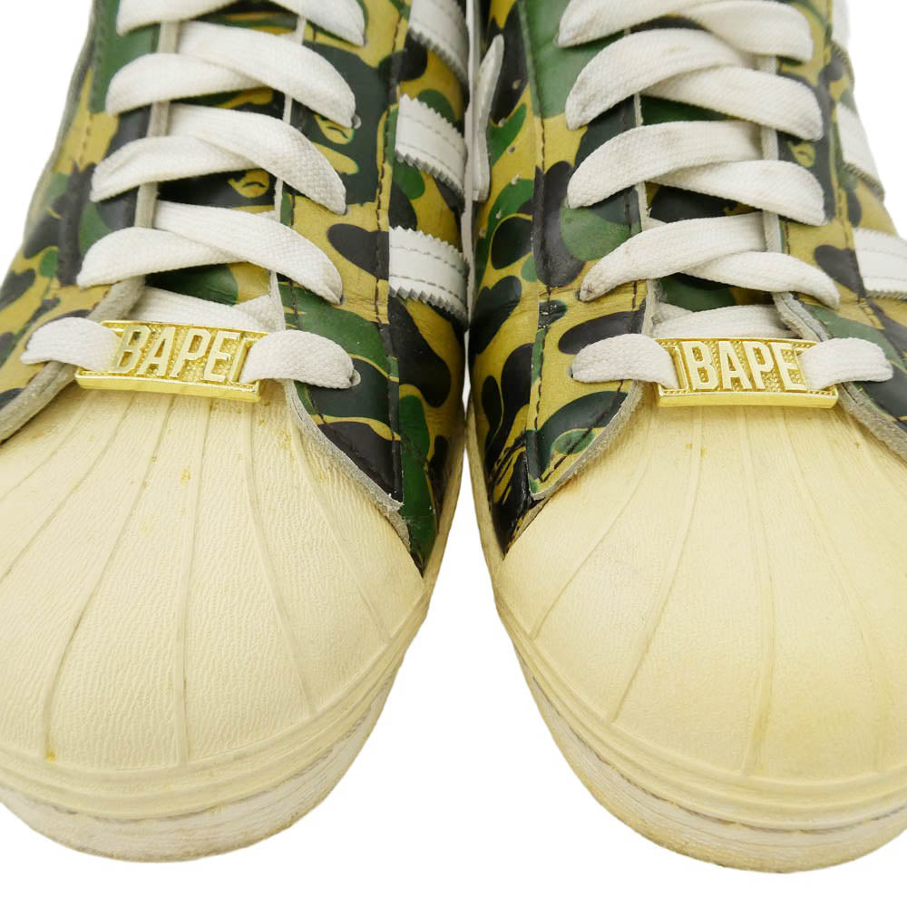 A BATHING APE アベイシングエイプ adidas アディダス 21SS GZ8981 × adidas Superstar 80s Green Camo アディダス スーパースター グリーンカモ スニーカー マルチカラー系 27cm【中古】
