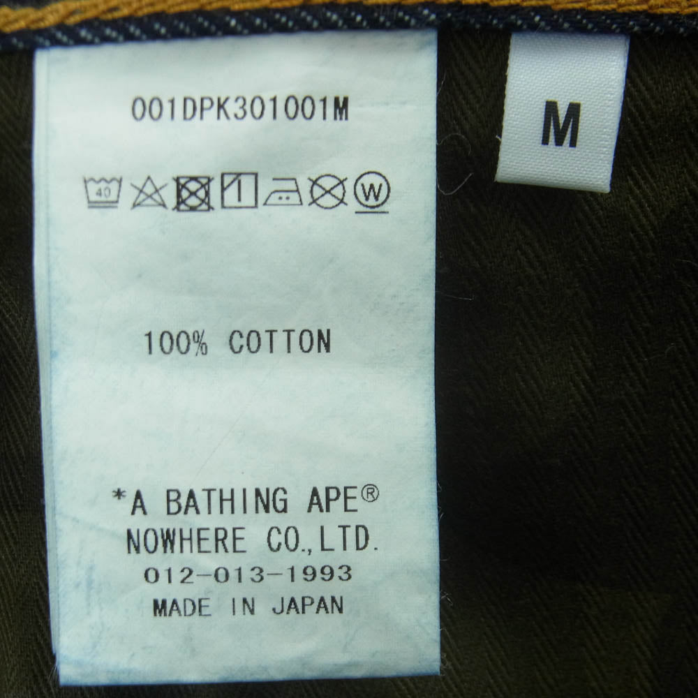 A BATHING APE アベイシングエイプ 001DPK301001M TYPE-05 COLLE GE DENIM PANTS バックポケット カレッジ ロゴ プリント インディゴ デニム パンツ インディゴブルー系 M【中古】