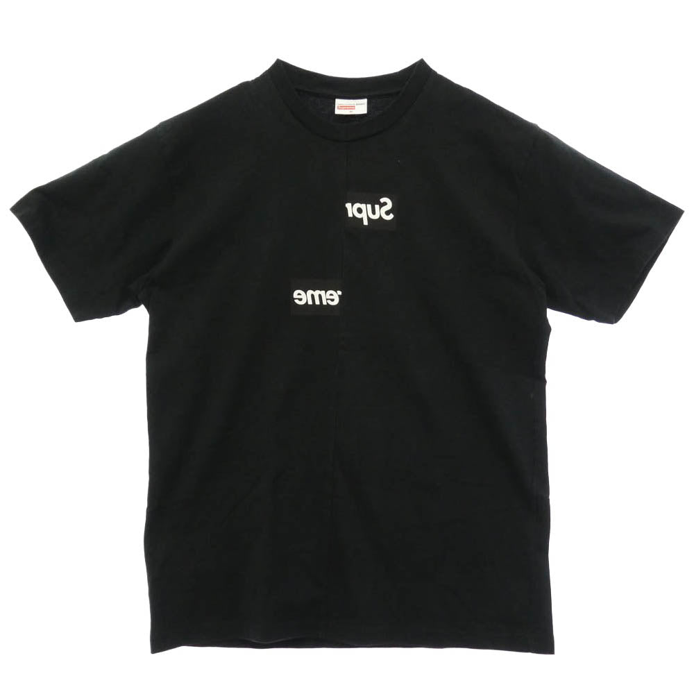 Supreme シュプリーム COMME des GARCONS コムデギャルソン 18AW × Comme des Gar?ons SHIRT Split Box Logo Tee コムデギャルソン シャツ スプリット ボックス ロゴ Tシャツ 半袖 カットソー ブラック系 M【中古】