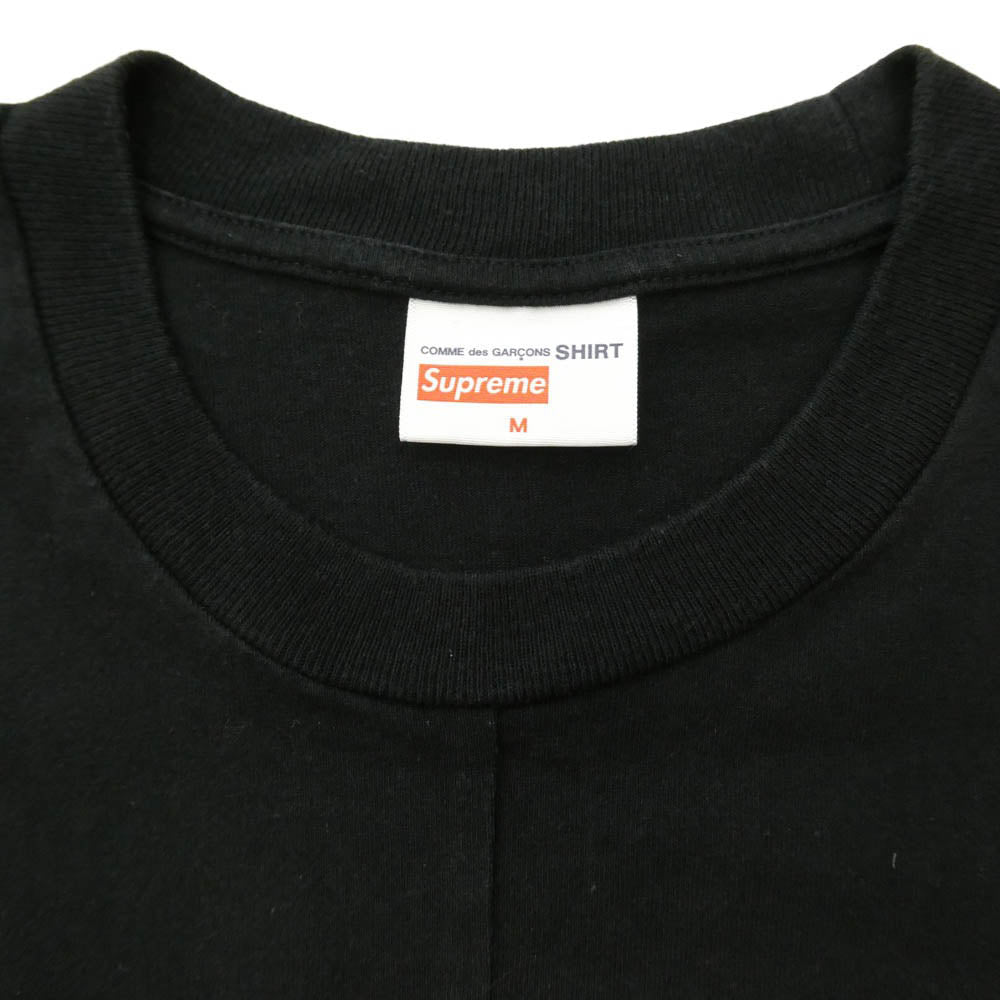 Supreme シュプリーム COMME des GARCONS コムデギャルソン 18AW × Comme des Gar?ons SHIRT Split Box Logo Tee コムデギャルソン シャツ スプリット ボックス ロゴ Tシャツ 半袖 カットソー ブラック系 M【中古】