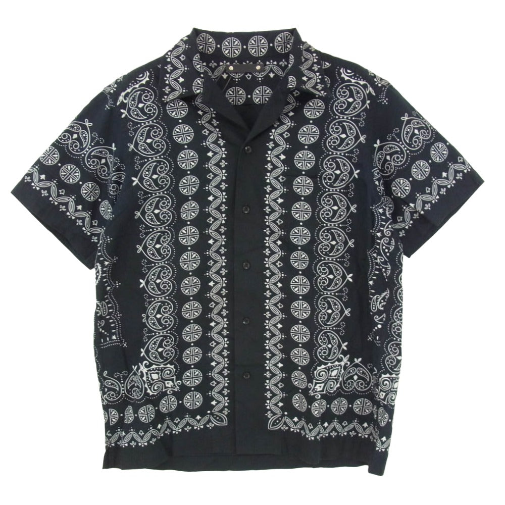 MINEDENIM マインデニム 21SS 2104-5004-97-022 BANDANA ペイズリー柄 半袖 オープンカラー 開襟 シャツ ブラック系 2【中古】