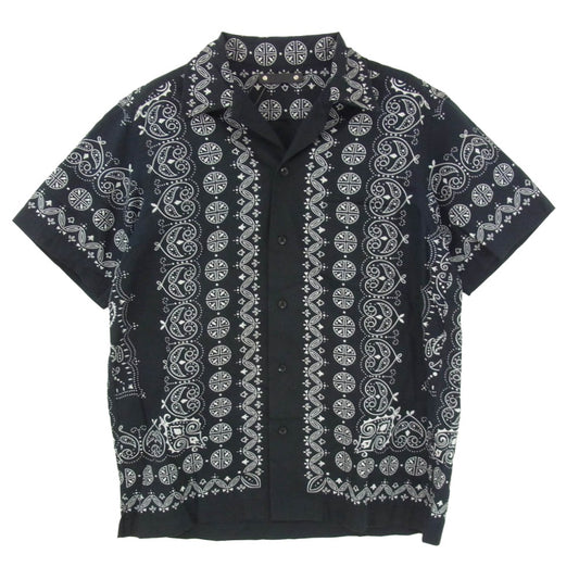 MINEDENIM マインデニム 21SS 2104-5004-97-022 BANDANA ペイズリー柄 半袖 オープンカラー 開襟 シャツ ブラック系 2【中古】