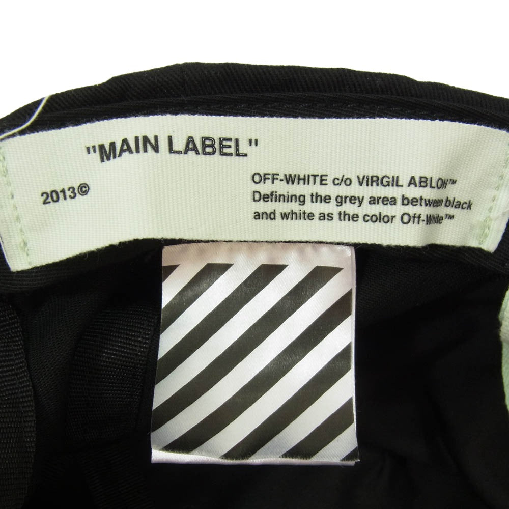 OFF-WHITE オフホワイト 17SS ロゴ 刺繍 イタリア製 5パネル 帽子 キャップ ブラック系【中古】