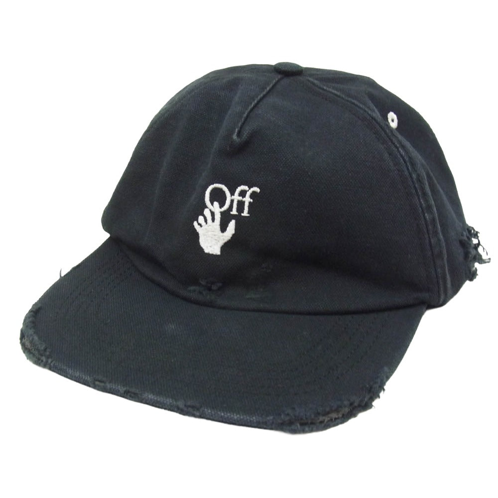 OFF-WHITE オフホワイト OWLB011S20FAB001 new logo baseball cap クラッシュ加工 ニューロゴ ベースボール キャップ 帽子 ブラック系 O/S【中古】
