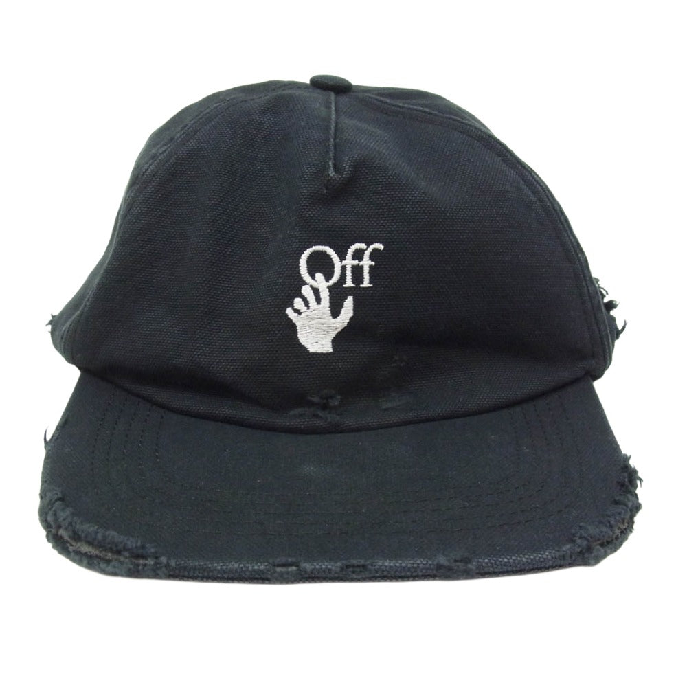OFF-WHITE オフホワイト OWLB011S20FAB001 new logo baseball cap クラッシュ加工 ニューロゴ ベースボール キャップ 帽子 ブラック系 O/S【中古】
