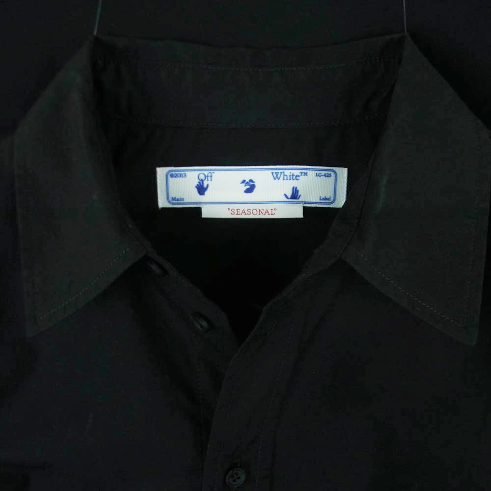 OFF-WHITE オフホワイト OMGG002S23FAB002 Logo Embroidered Poplin Bowling Shirt ロゴ刺繍 ポプリン ボーリング 半袖 シャツ ブラック系 S【中古】