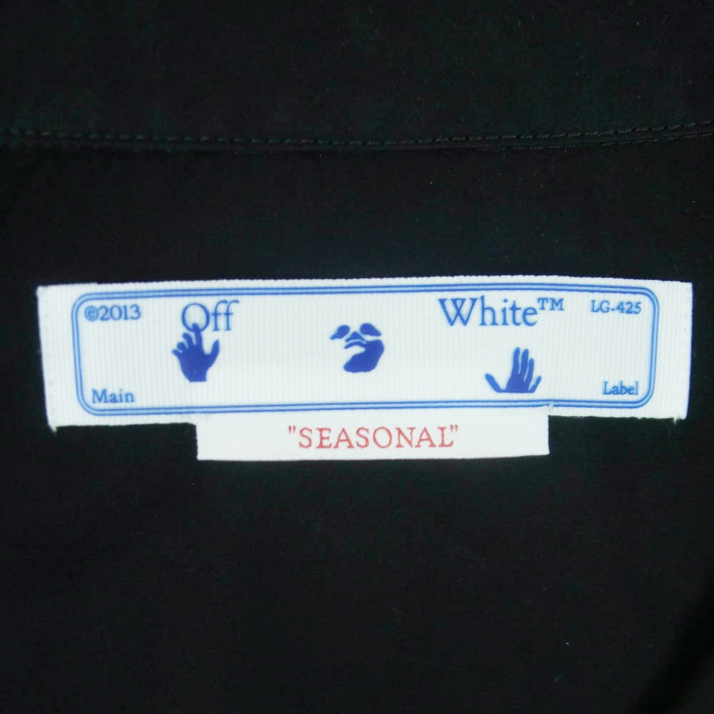 OFF-WHITE オフホワイト OMGG002S23FAB002 Logo Embroidered Poplin Bowling Shirt ロゴ刺繍 ポプリン ボーリング 半袖 シャツ ブラック系 S【中古】