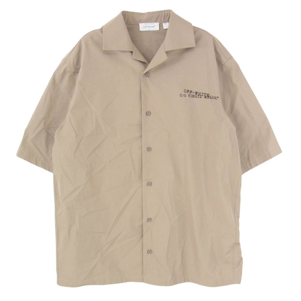 OFF-WHITE オフホワイト 44XGG01FS26F005250 Script Type Arrow Poplin Bowling Shirt アロー ポプリン ボーリング 半袖 シャツ ブラウン系 44【美品】【中古】
