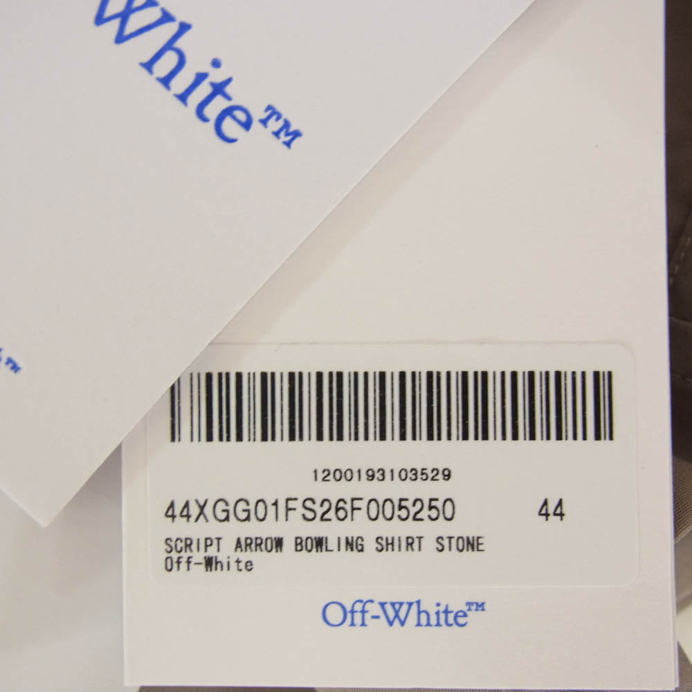 OFF-WHITE オフホワイト 44XGG01FS26F005250 Script Type Arrow Poplin Bowling Shirt アロー ポプリン ボーリング 半袖 シャツ ブラウン系 44【美品】【中古】