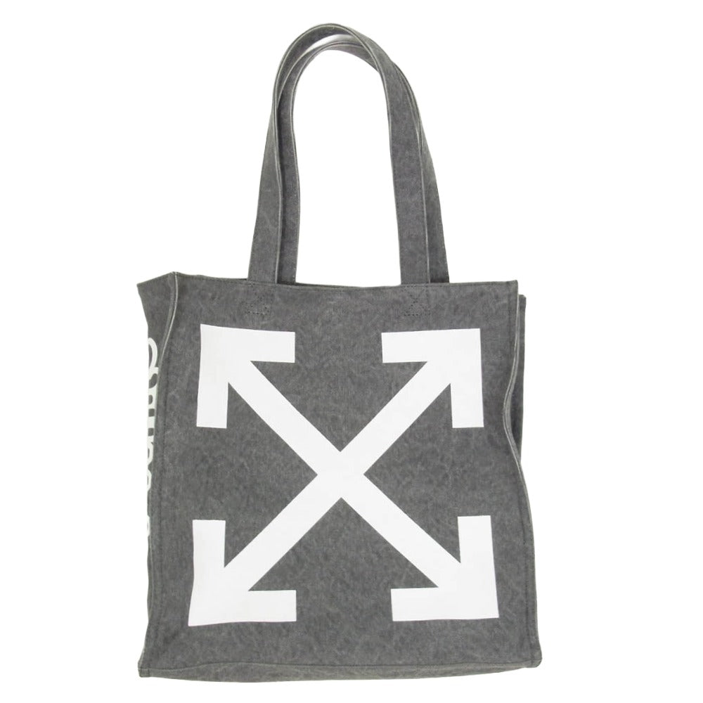 OFF-WHITE オフホワイト OMNA165S22FAB0010601 QUOTE SHOPPER 40 デニムキャンバス生地 アロープリント トートバッグ グレー系 O/S【美品】【中古】