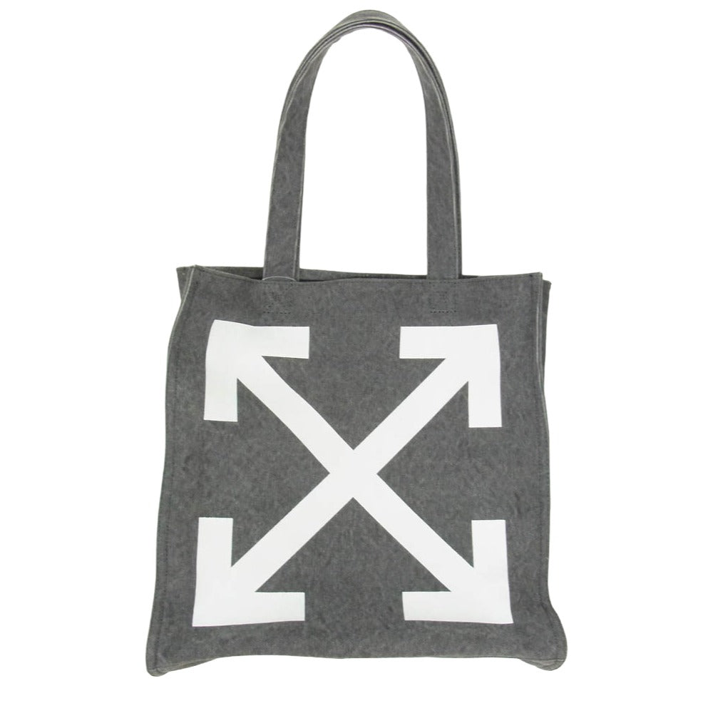 OFF-WHITE オフホワイト OMNA165S22FAB0010601 QUOTE SHOPPER 40 デニムキャンバス生地 アロープリント トートバッグ グレー系 O/S【美品】【中古】