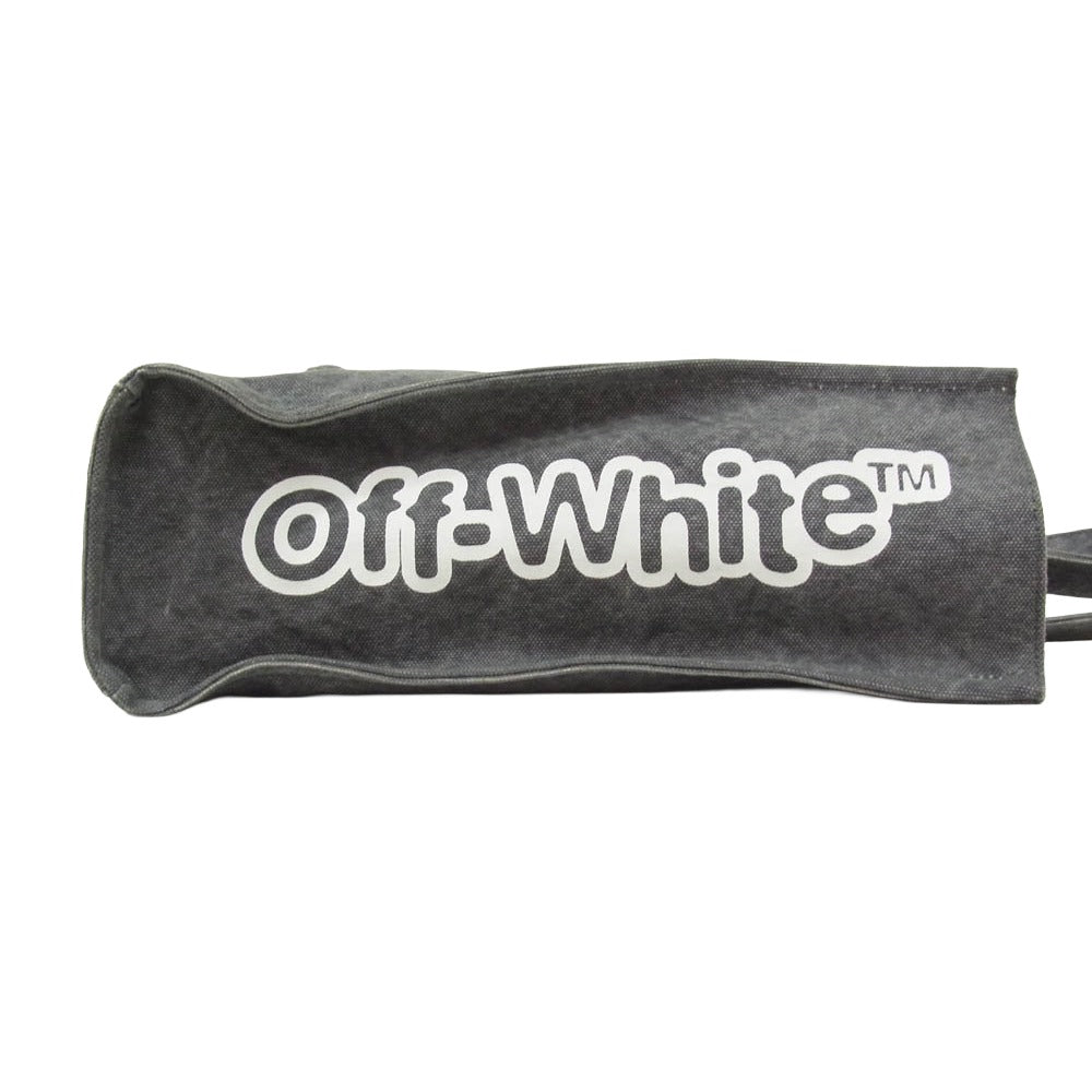 OFF-WHITE オフホワイト OMNA165S22FAB0010601 QUOTE SHOPPER 40 デニムキャンバス生地 アロープリント トートバッグ グレー系 O/S【美品】【中古】