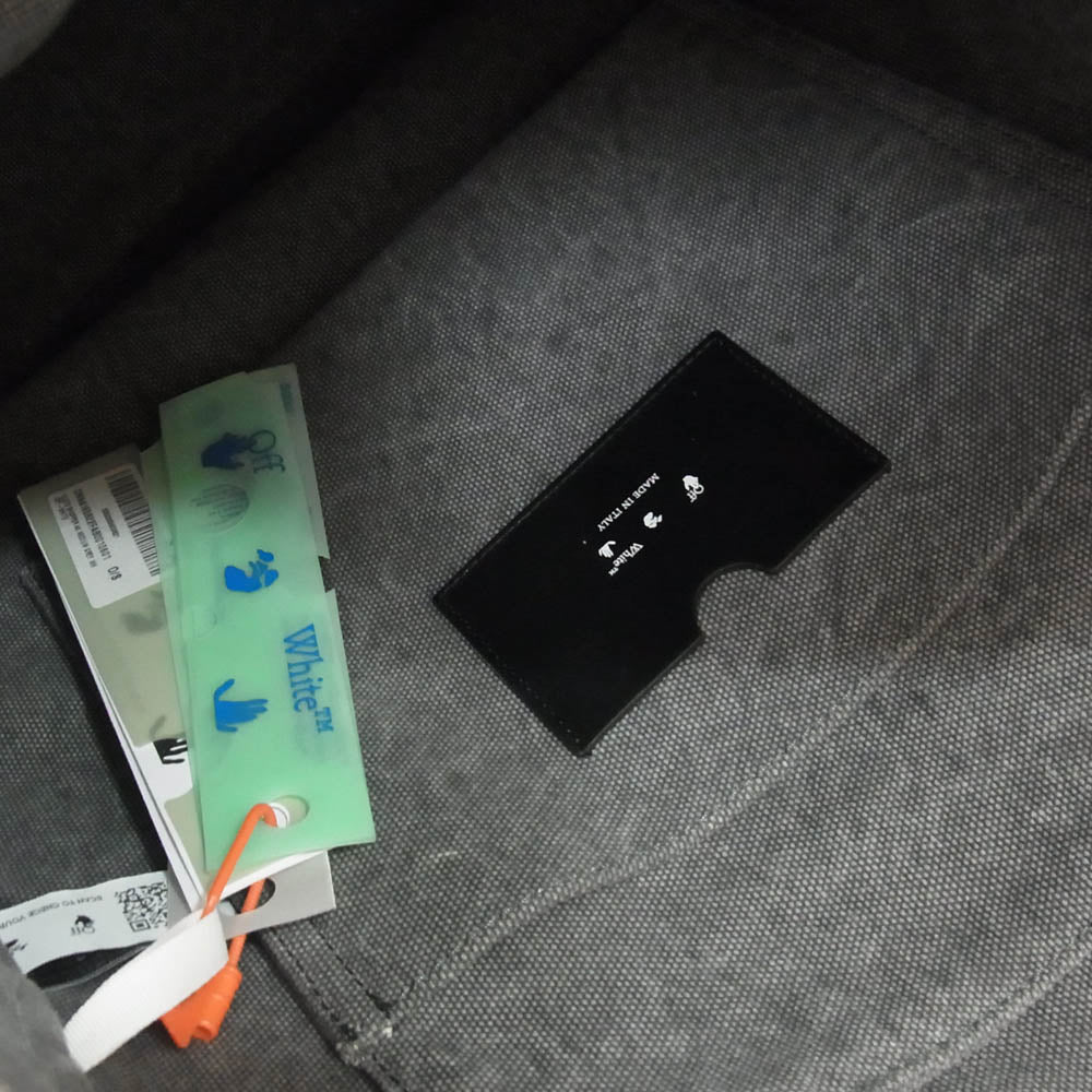 OFF-WHITE オフホワイト OMNA165S22FAB0010601 QUOTE SHOPPER 40 デニムキャンバス生地 アロープリント トートバッグ グレー系 O/S【美品】【中古】