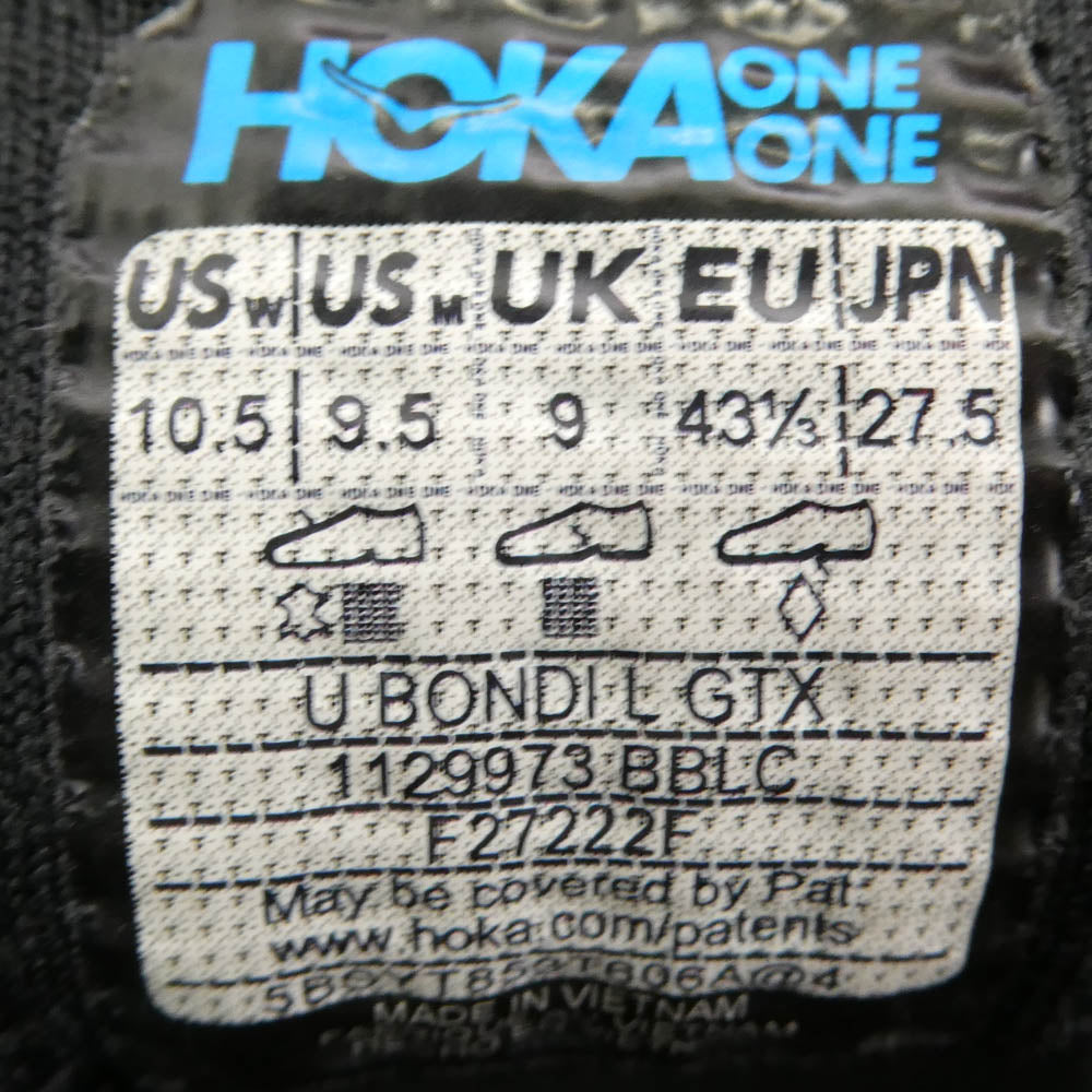 HOKA ONE ONE ホカ オネオネ 11129973 BBLC U BONDI L GTX GORE TEX ゴアテックス ボンダイ ローカットスニーカー ブラック系 27.5cm【中古】