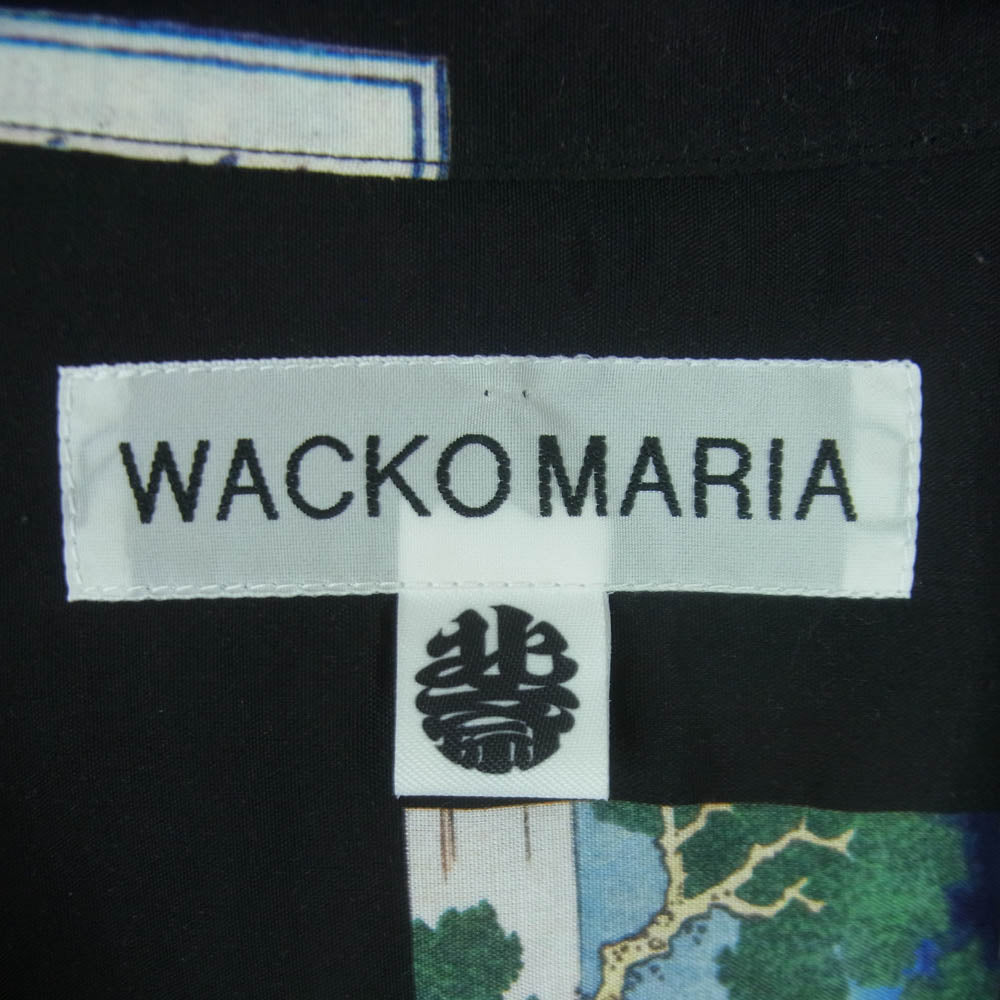 WACKO MARIA ワコマリア HOKUSAI-WM-HI01 葛飾北斎 S/S HAWAIIAN SHIRT オープンカラー レーヨン ハワイアン 半袖 シャツ ブラック系 M【中古】