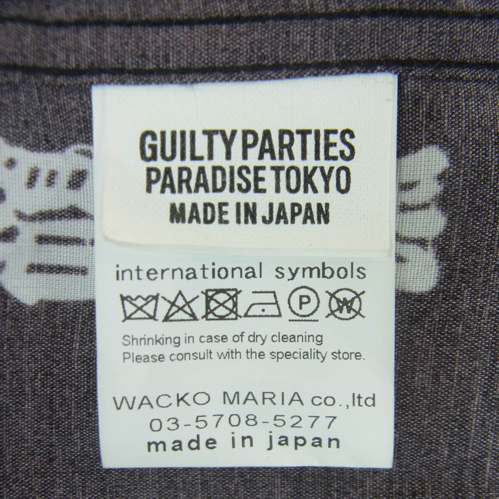 WACKO MARIA ワコマリア HOKUSAI-WM-HI01 葛飾北斎 S/S HAWAIIAN SHIRT オープンカラー レーヨン ハワイアン 半袖 シャツ ブラック系 M【中古】