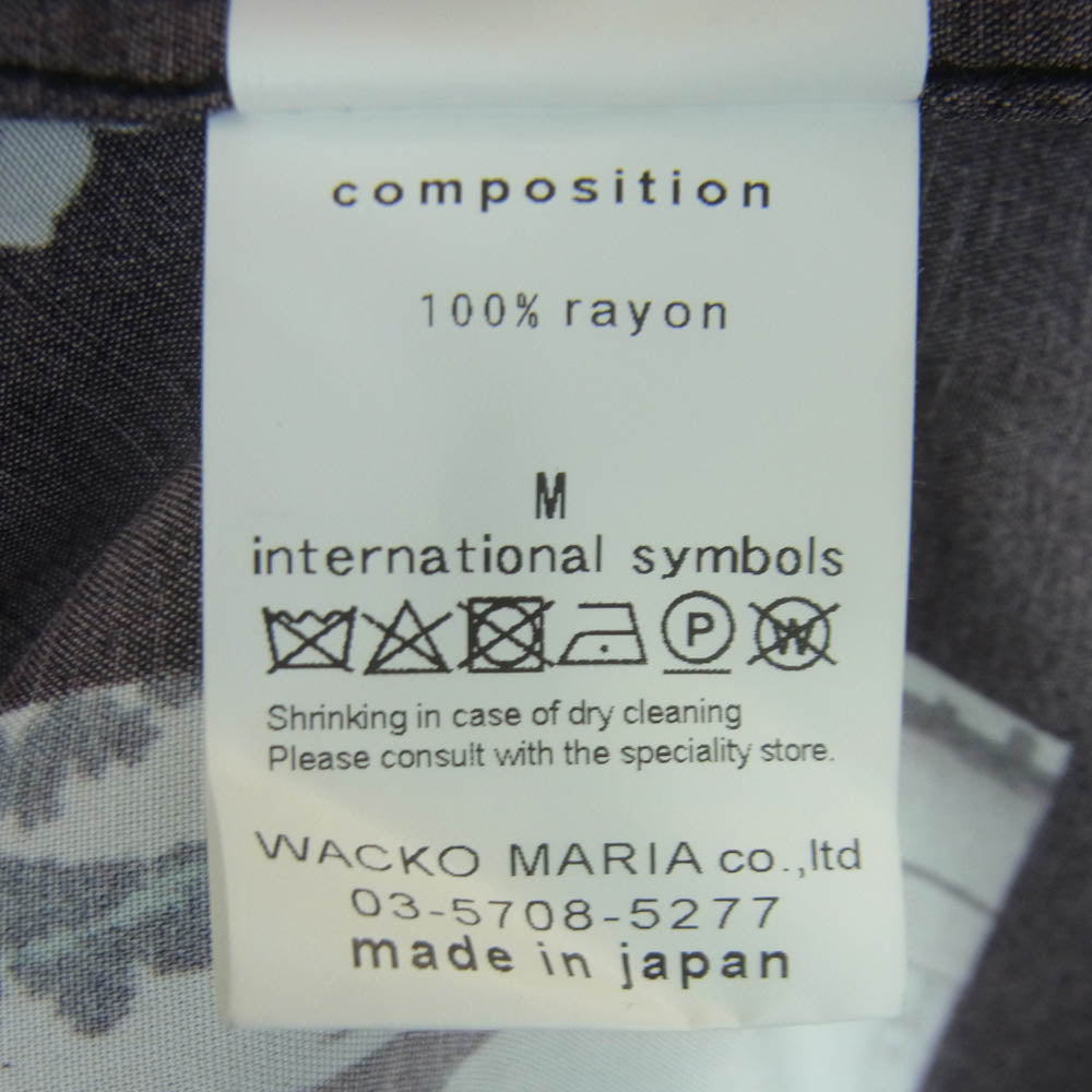 WACKO MARIA ワコマリア HOKUSAI-WM-HI01 葛飾北斎 S/S HAWAIIAN SHIRT オープンカラー レーヨン ハワイアン 半袖 シャツ ブラック系 M【中古】
