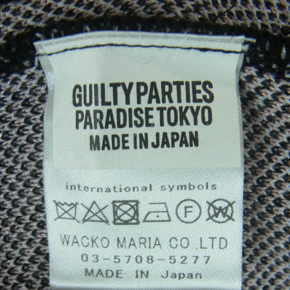 WACKO MARIA ワコマリア 25SS DIAMOND JACQUARD KNIT POLO SHIRT ダイアモンド ジャカード ニット ポロシャツ 半袖 スキッパー シャツ ブラック系 ピンク系 ホワイト系 L【中古】