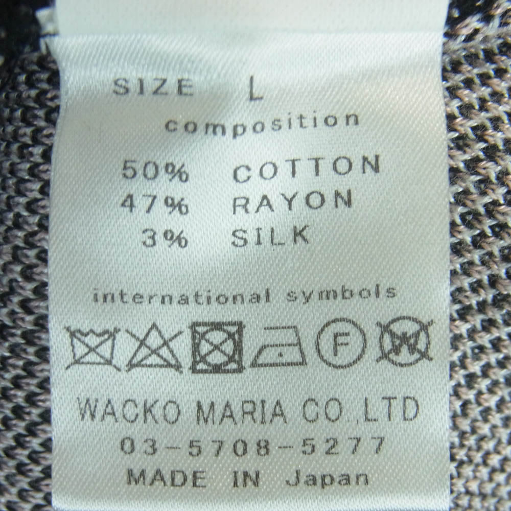 WACKO MARIA ワコマリア 25SS DIAMOND JACQUARD KNIT POLO SHIRT ダイアモンド ジャカード ニット ポロシャツ 半袖 スキッパー シャツ ブラック系 ピンク系 ホワイト系 L【中古】