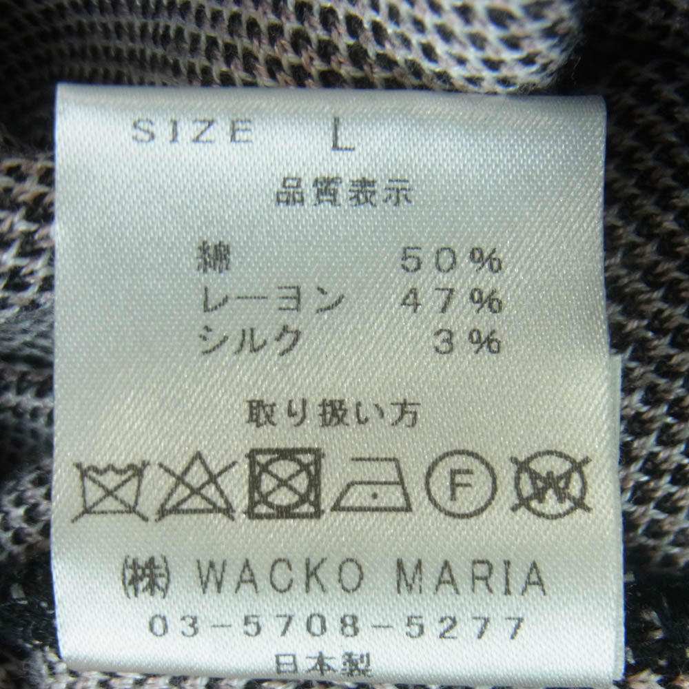 WACKO MARIA ワコマリア 25SS DIAMOND JACQUARD KNIT POLO SHIRT ダイアモンド ジャカード ニット ポロシャツ 半袖 スキッパー シャツ ブラック系 ピンク系 ホワイト系 L【中古】