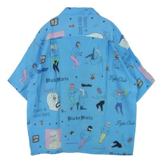 WACKO MARIA ワコマリア 25SS 25SS-WMS-HI10 HAWAIIAN SHIRT S/S TYPE-10 YULALA オープンカラー レーヨン ハワイアン 半袖 シャツ ライトブルー系 M【中古】