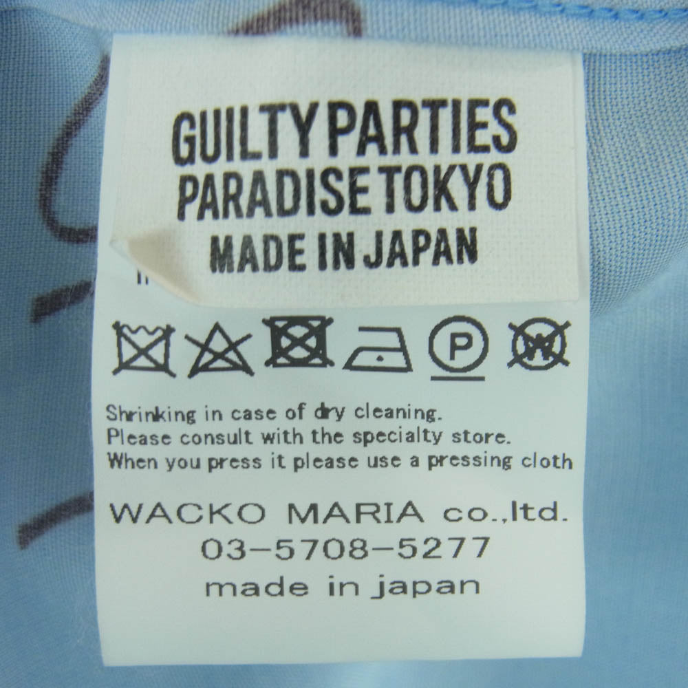 WACKO MARIA ワコマリア 25SS 25SS-WMS-HI10 HAWAIIAN SHIRT S/S TYPE-10 YULALA オープンカラー レーヨン ハワイアン 半袖 シャツ ライトブルー系 M【中古】