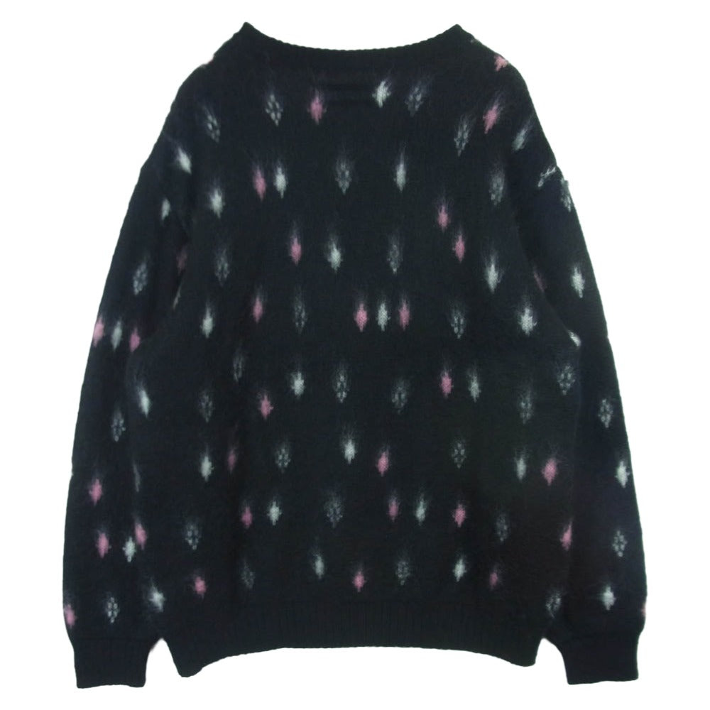 WACKO MARIA ワコマリア 24AW 24FW-WMK-KN19 DIAMOND HEAVY MOHAIR CREW NECK SWEATER ダイアモンド ヘビーモヘア クルーネック セーター ニット ブラック系 ピンク系 ホワイト系 L【中古】