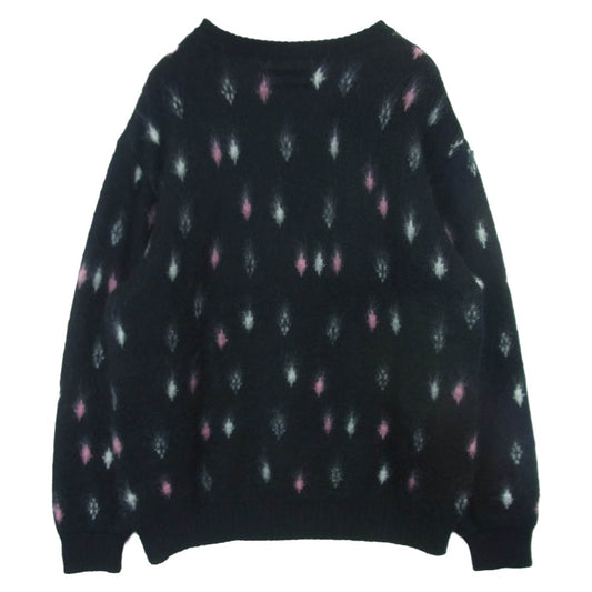 WACKO MARIA ワコマリア 24AW 24FW-WMK-KN19 DIAMOND HEAVY MOHAIR CREW NECK SWEATER ダイアモンド ヘビーモヘア クルーネック セーター ニット ブラック系 ピンク系 ホワイト系 L【中古】