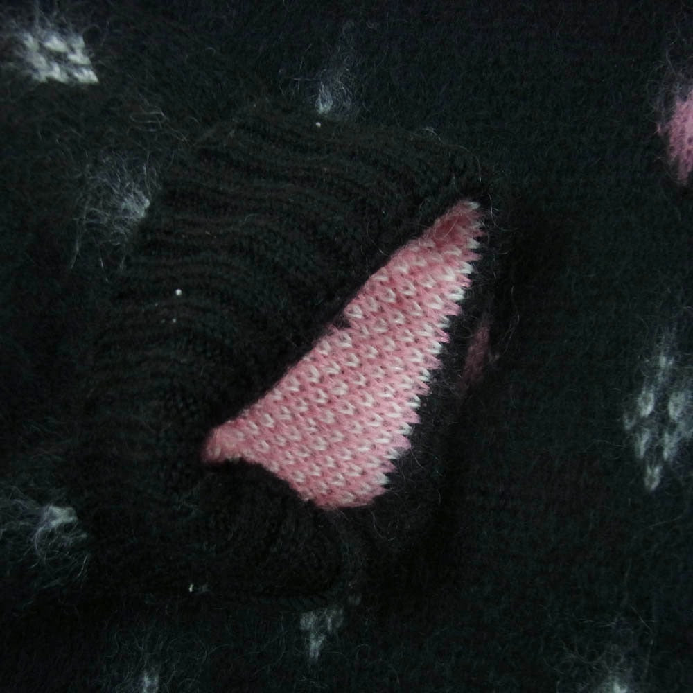 WACKO MARIA ワコマリア 24AW 24FW-WMK-KN19 DIAMOND HEAVY MOHAIR CREW NECK SWEATER ダイアモンド ヘビーモヘア クルーネック セーター ニット ブラック系 ピンク系 ホワイト系 L【中古】