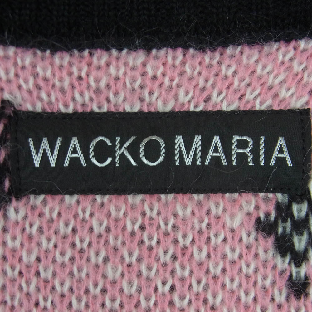 WACKO MARIA ワコマリア 24AW 24FW-WMK-KN19 DIAMOND HEAVY MOHAIR CREW NECK SWEATER ダイアモンド ヘビーモヘア クルーネック セーター ニット ブラック系 ピンク系 ホワイト系 L【中古】