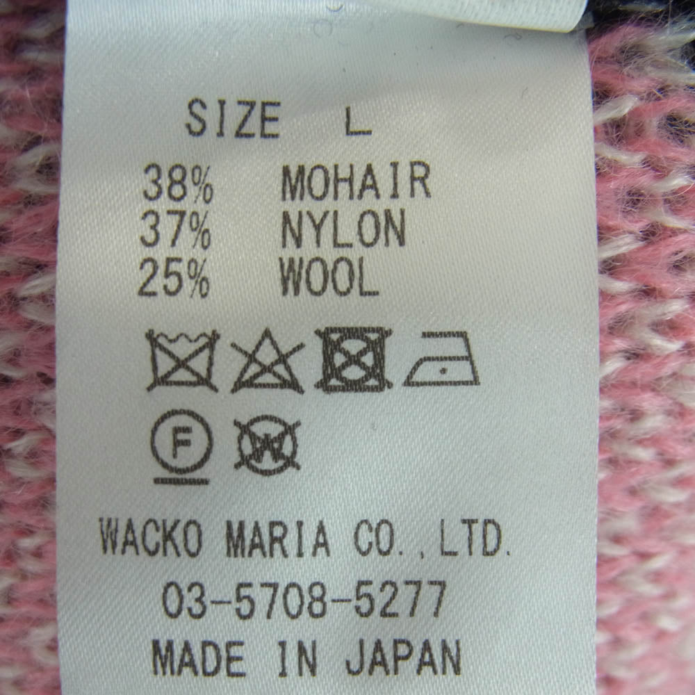 WACKO MARIA ワコマリア 24AW 24FW-WMK-KN19 DIAMOND HEAVY MOHAIR CREW NECK SWEATER ダイアモンド ヘビーモヘア クルーネック セーター ニット ブラック系 ピンク系 ホワイト系 L【中古】