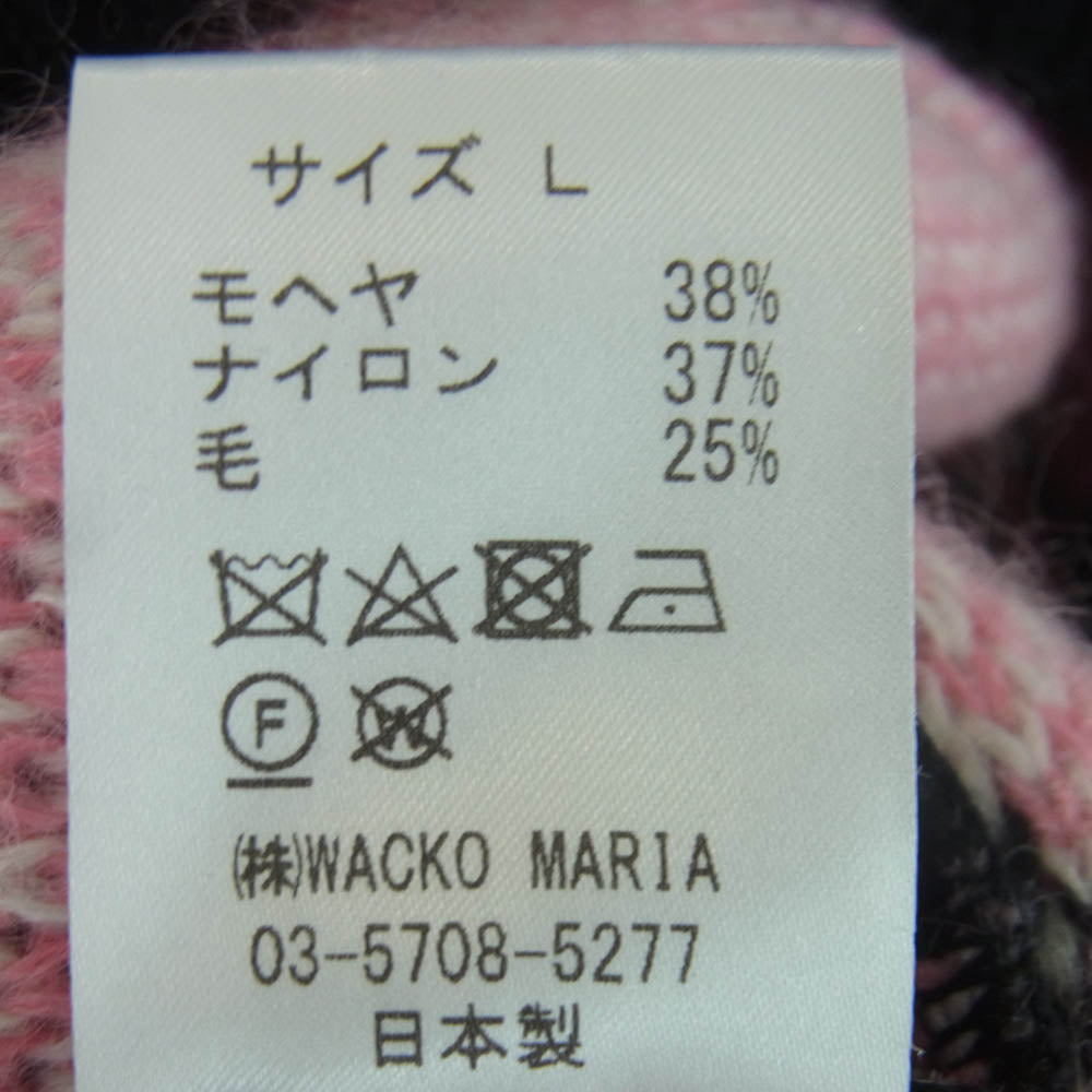WACKO MARIA ワコマリア 24AW 24FW-WMK-KN19 DIAMOND HEAVY MOHAIR CREW NECK SWEATER ダイアモンド ヘビーモヘア クルーネック セーター ニット ブラック系 ピンク系 ホワイト系 L【中古】