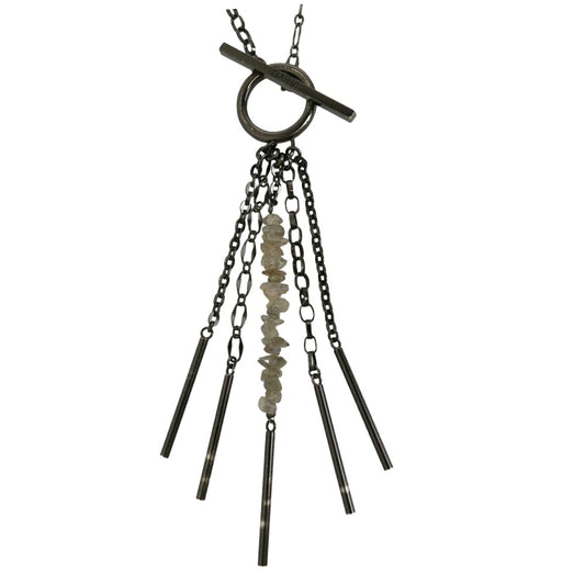 GARNI ガルニ ビーズ SVチェーン ネックレス ブラック系【中古】