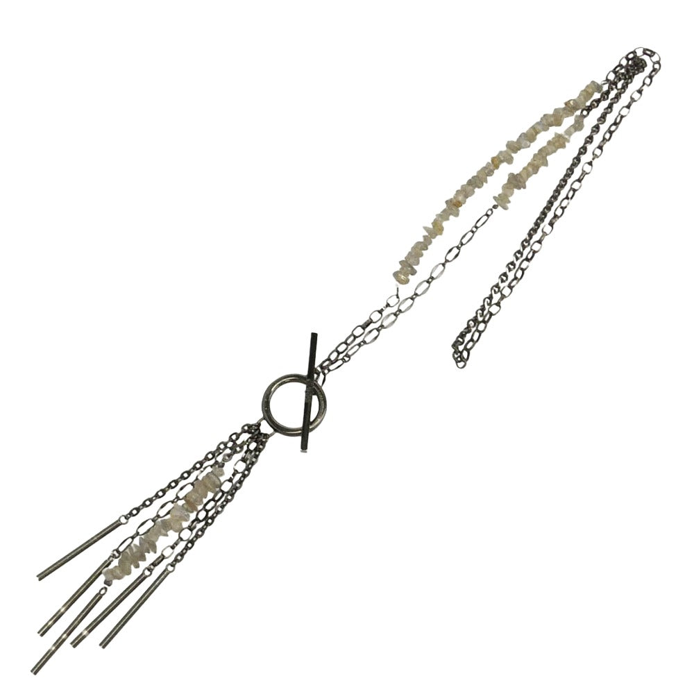 GARNI ガルニ ビーズ SVチェーン ネックレス ブラック系【中古】
