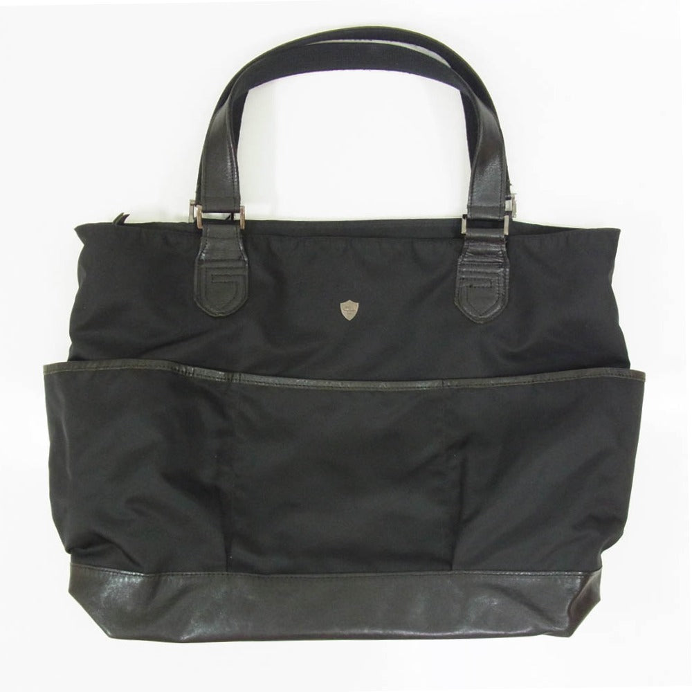 GARNI ガルニ ナイロン レザー ダブルファスナー トートバッグ ブラック系【中古】