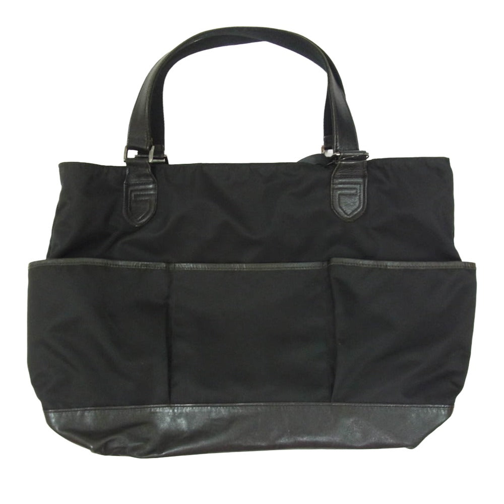 GARNI ガルニ ナイロン レザー ダブルファスナー トートバッグ ブラック系【中古】