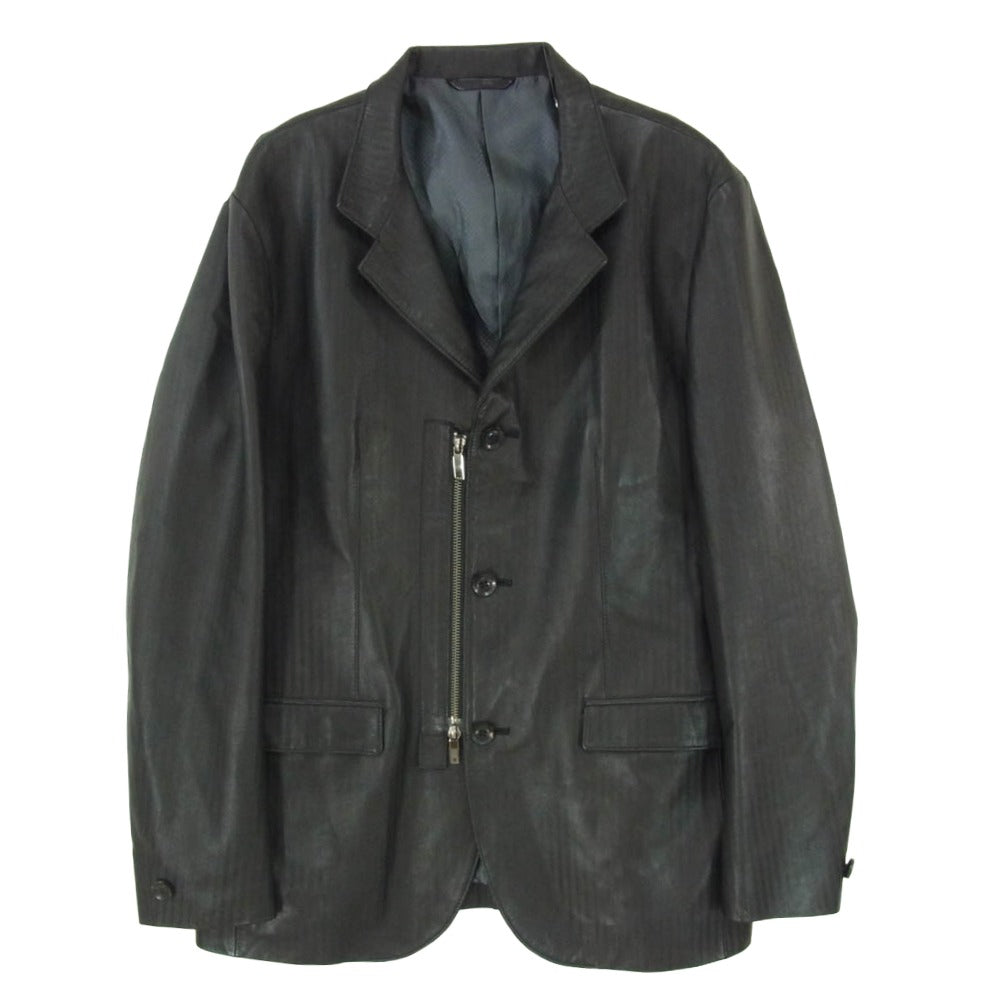 LANVIN ランバン 5632 COLLECTION コレクション 羊革 ラムスキン ジップ レザージャケット ブラック系 50【中古】
