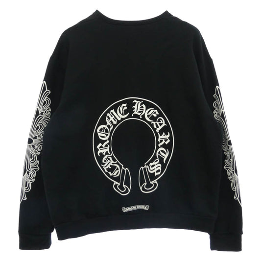 CHROME HEARTS クロムハーツ（原本無） ホースシュー アーム フローラルクロス プリント スウェット トレーナー ブラック系 L【中古】